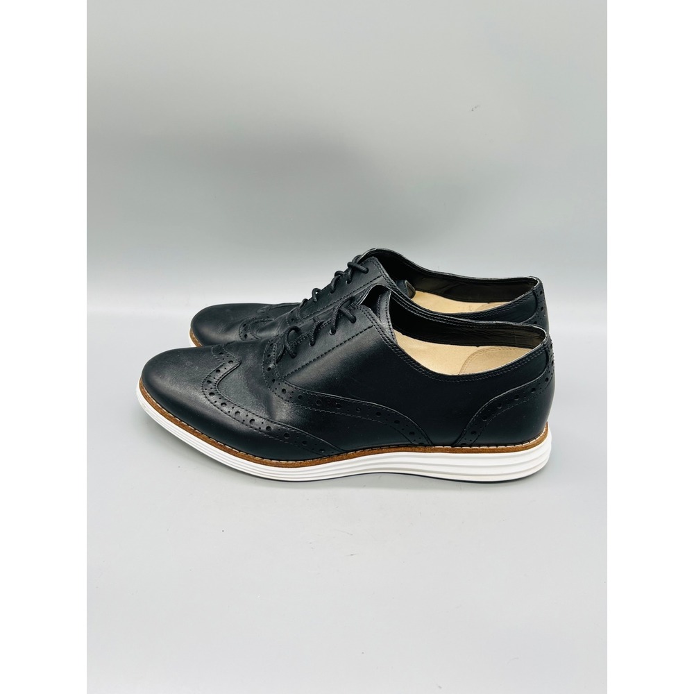 Cole Haan Shoes Womens 8 Black Leather OriginalGrand Wingtip Oxfords Brogue - Picture 4 of 11